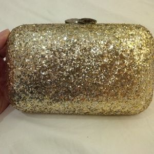 Serpui Marie Gold Glitter Clutch